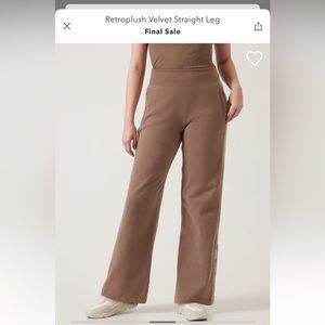 Athleta Retroplush velvet straight leg pants. SZ large. No tags, worn once.